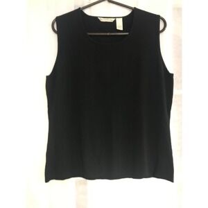 French Laundry Womens XL Black Sleeveless Knit Tank Top Round Neck Rayon Blend